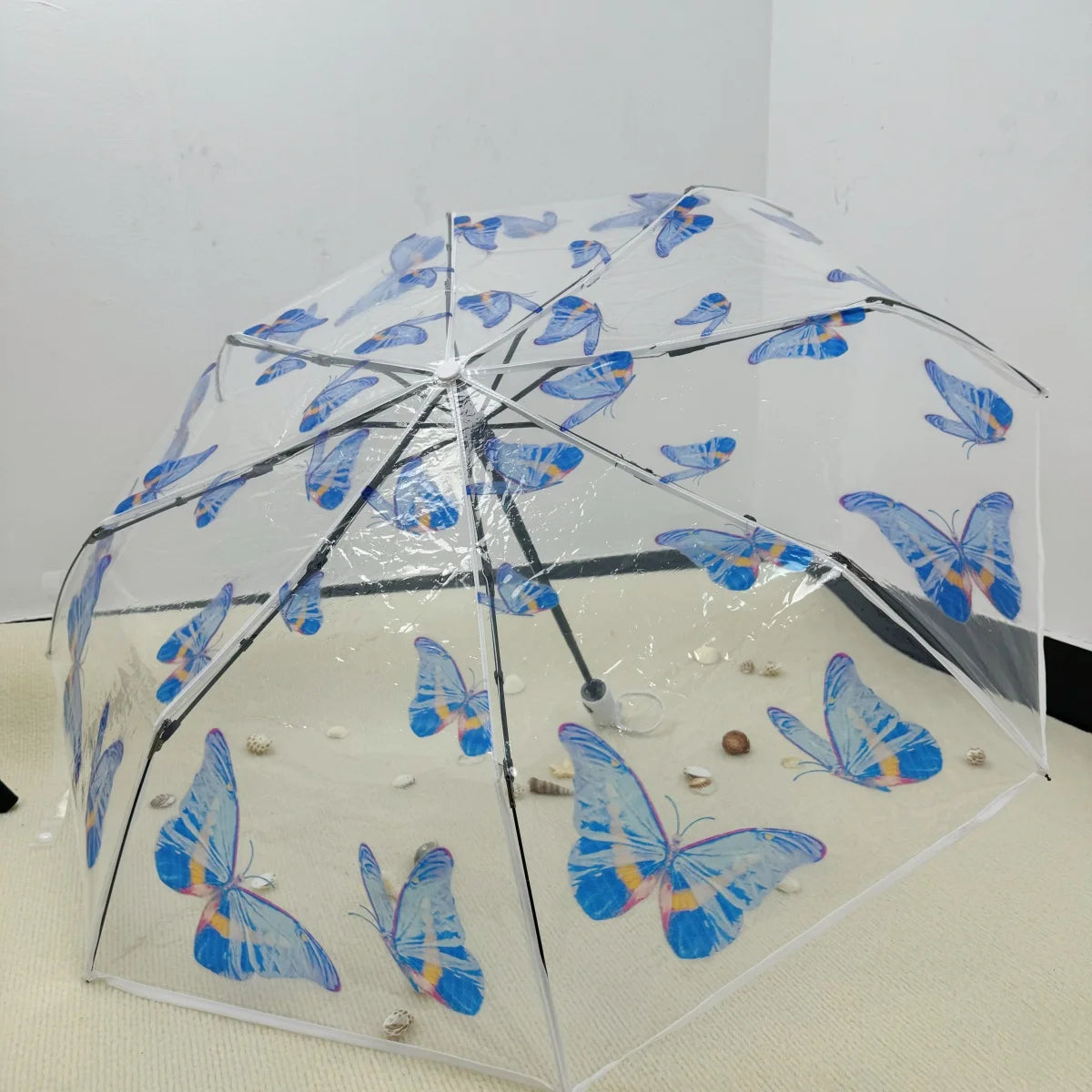 Eleganter Schmetterlings-Regenschirm – Transparentes PVC-Design mit Automatik- und Handöffnung