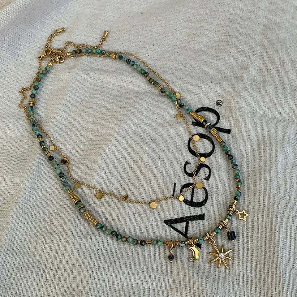 ZAKOL Ethnische Sternen-Halskette für Damen – Zinklegierung Anhänger mit O-Kette für Party und besondere Anlässe