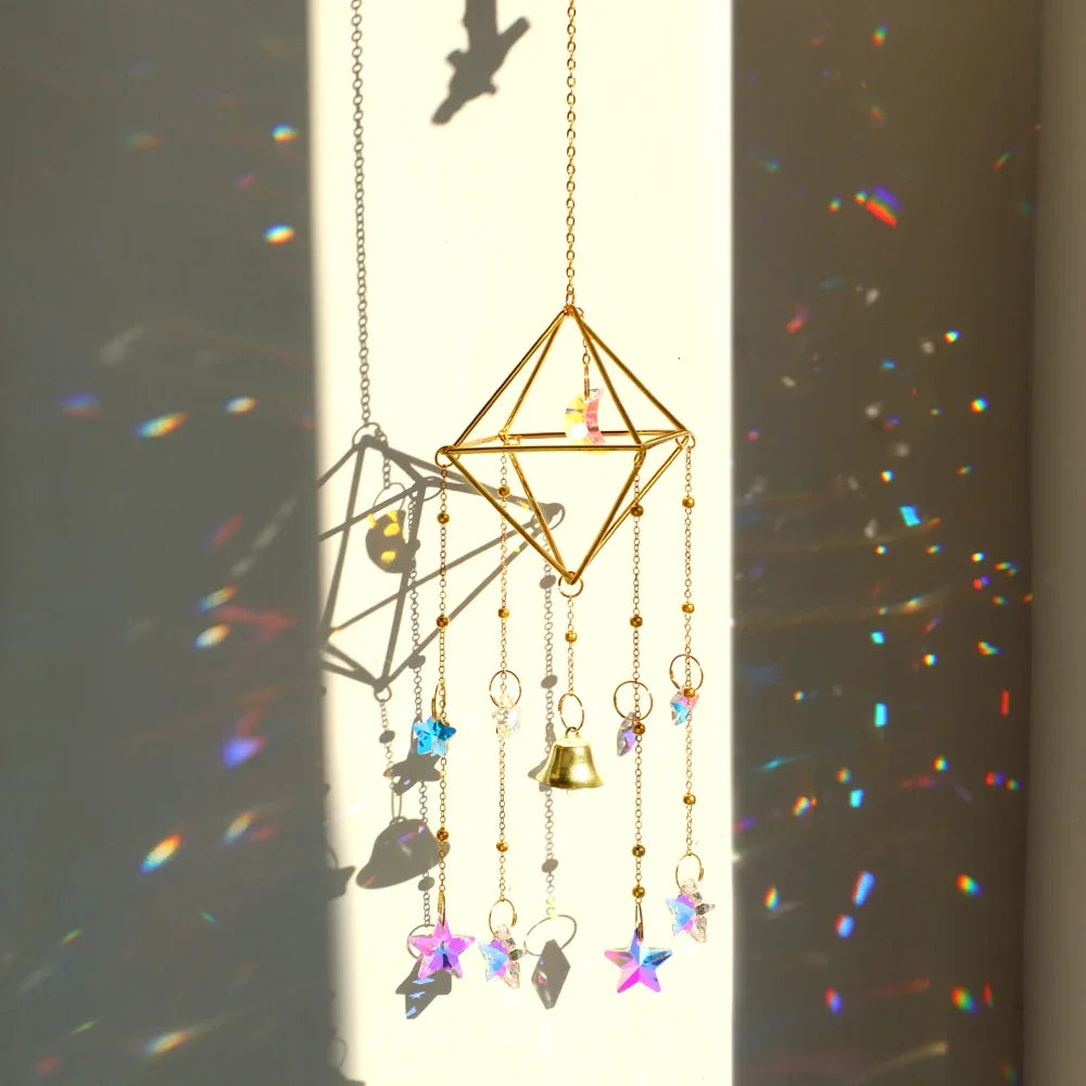 Rainbow Star Moon Wind Chimes – Sonneneinfänger und Dekoration für Garten, Fenster & Auto