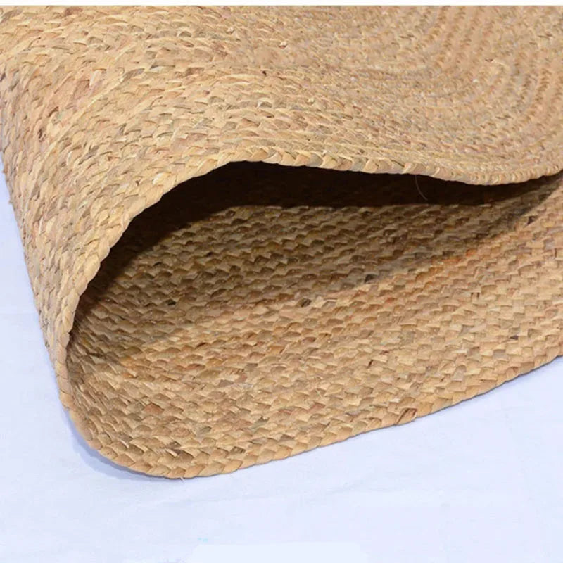 Handgefertigter Runder Teppich aus Bulrush-Gras – Naturbelassene Rattan-Matte für Wohnzimmer, Schlafzimmer und Hotel