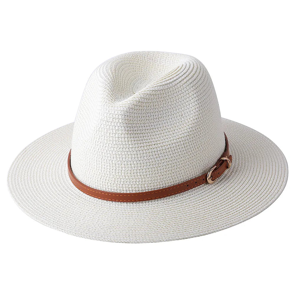 Panama Strohhut mit breiter Krempe – UV-Schutz Fedora für Damen und Herren, Größen 56-60 cm