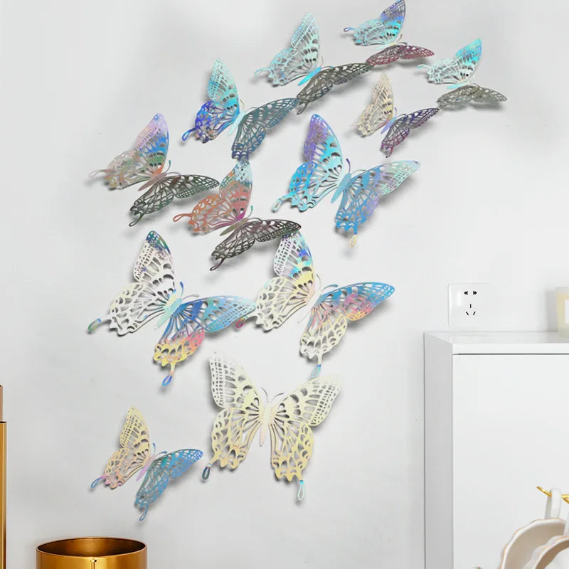12er Set 3D Schmetterlings Suncatcher Wandaufkleber – Crystal Effekt für Kinderzimmer und Heimdekoration
