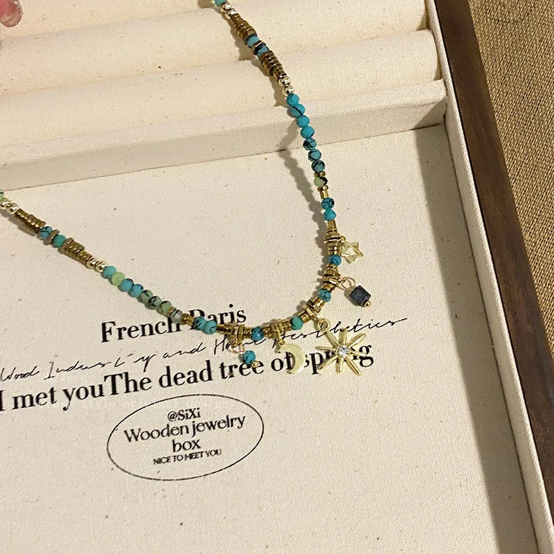 ZAKOL Ethnische Sternen-Halskette für Damen – Zinklegierung Anhänger mit O-Kette für Party und besondere Anlässe