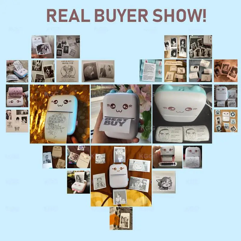 Mini HD Tragbarer Thermodrucker – Bluetooth Etikettendrucker für Studenten, Notizen, Memos und Bilder, Pocket Inkless Drucker