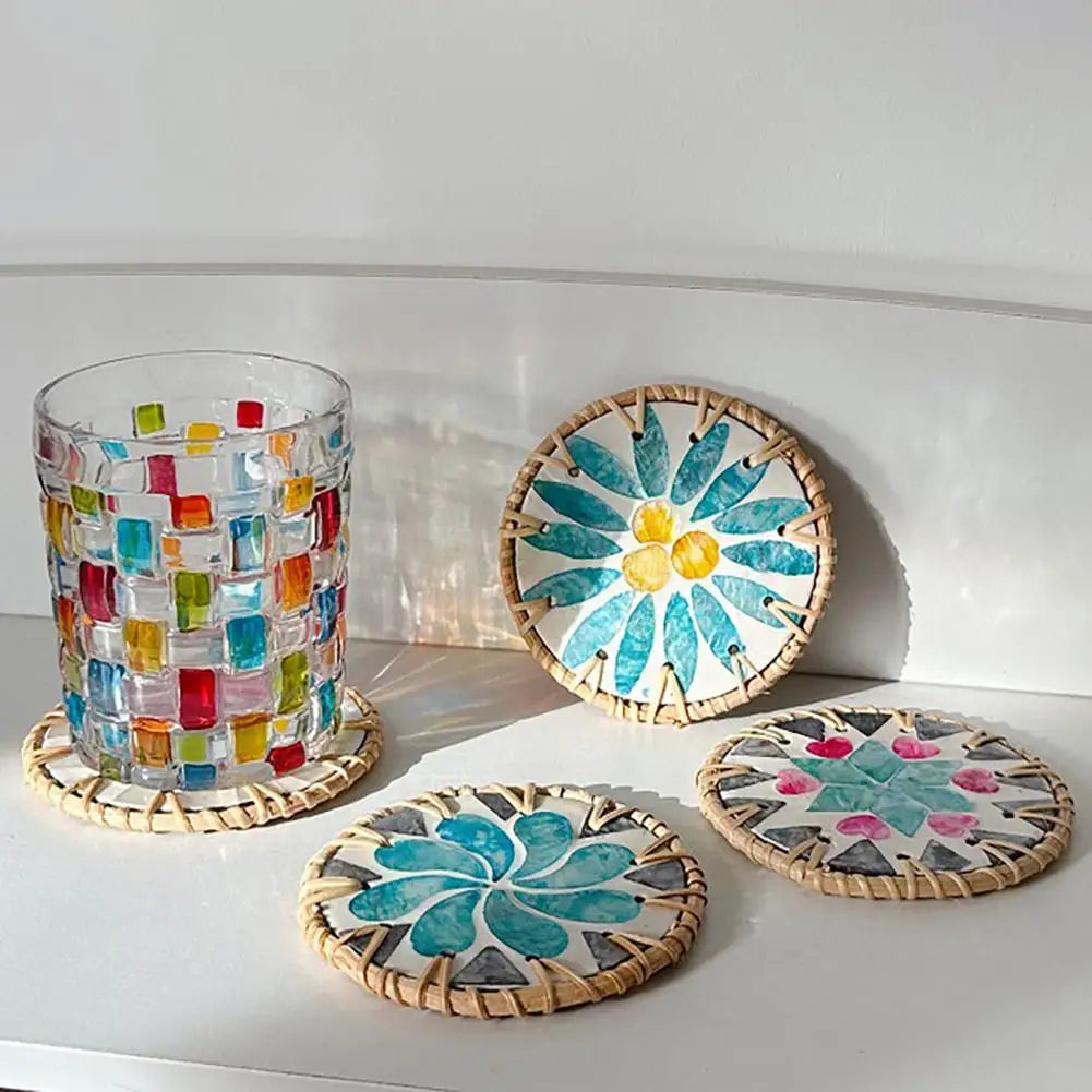 Handgefertigter Muschel-Untersetzer aus Holz – Kunstvolles Mandala-Design für Ihren Tisch