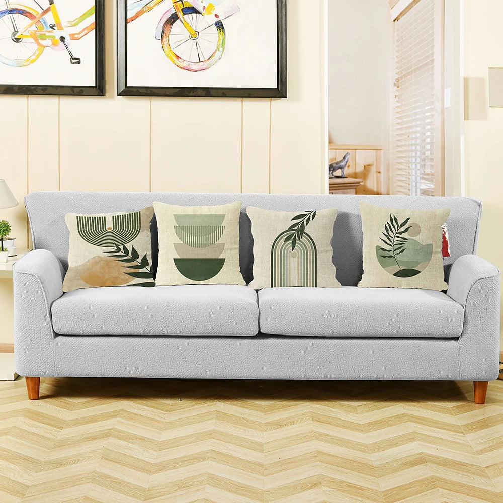 Boho Geometrisches Kissenbezug mit Blumenmuster – Mond & Sonne Design, Leinen Wurfkissenbezug für Sofa & Heimdekoration