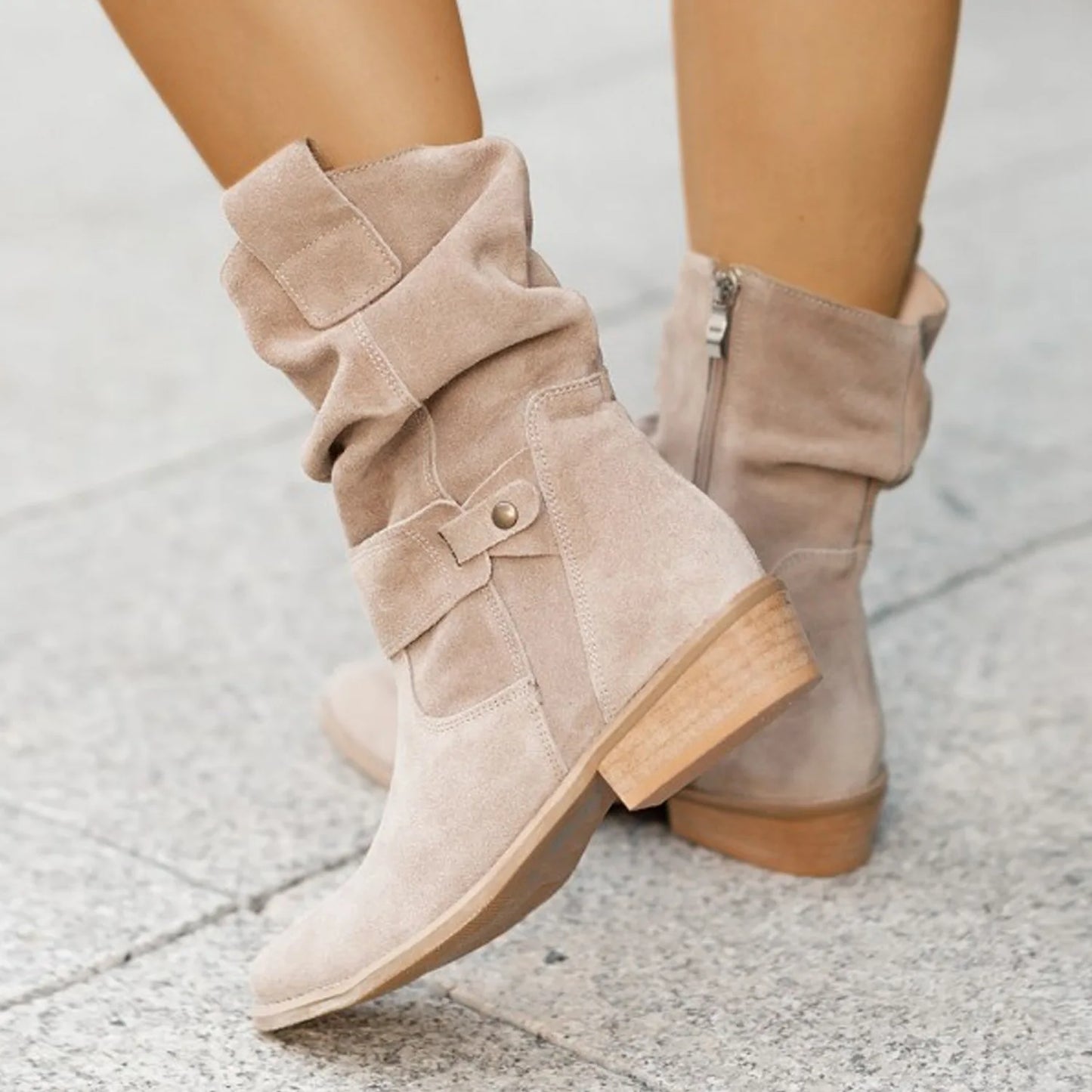 Stilvolle Damen Ankle Boots für den Winter – Klassische Suede Stiefeletten mit niedrigem Absatz, Komfortabel & Leicht