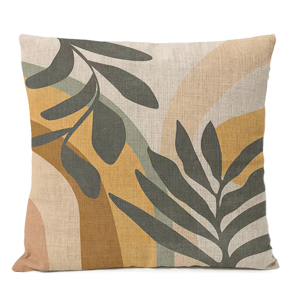 Boho Leaf Monstera Rainbow Sun Kissenbezug – Geometrisches Nordic Design für Ihr Zuhause