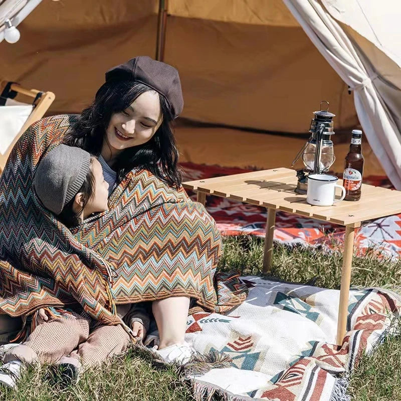 Woven Blanket – Retro Geometrische Azteken Plaid Decke für Sofa, Bett, Reisen und mehr