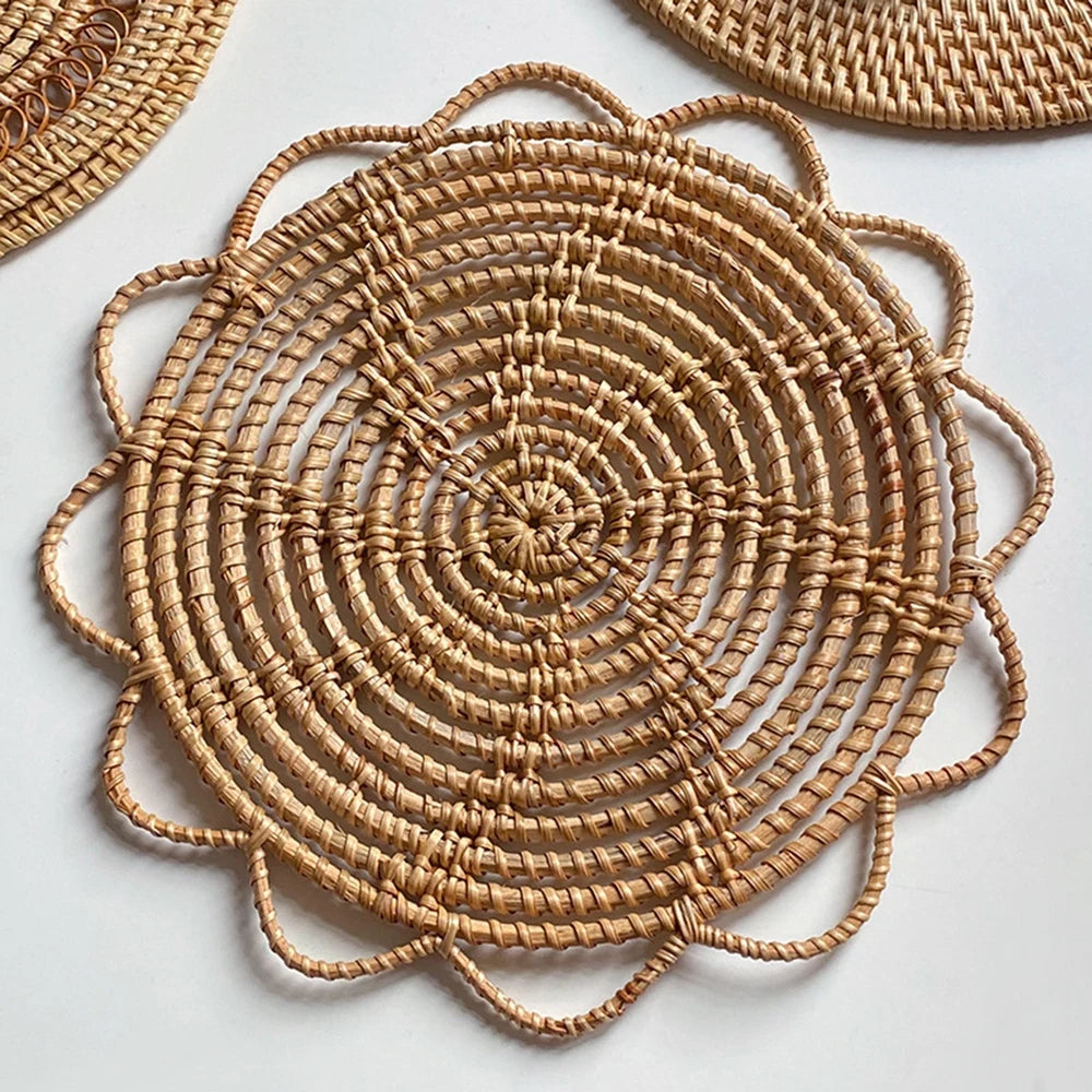 Handgefertigte Rattan Macrame Platzsets – Boho Coaster mit Fransen für Esszimmer, Küche & Hochzeitsdekoration