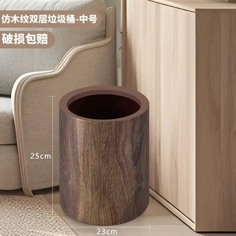 Holzoptik Abfalleimer Aufbewahrungseimer für Haushalt, Wohnzimmer, Küche, Büro und Toilette – Multifunktionaler Papierkorb