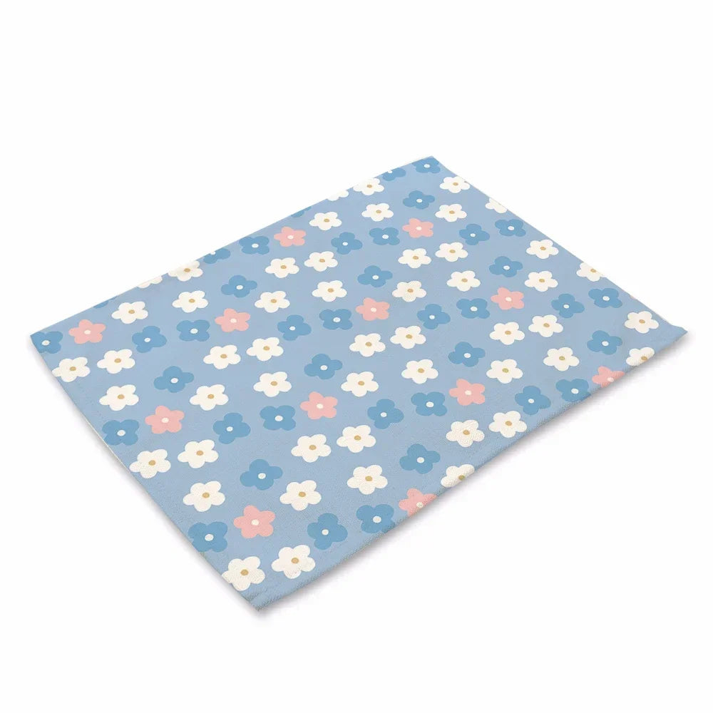 Boho Blumen Tischset – 4er Set, Baumwolle-Leinen, Boho Stil, Ideal für Esszimmer & Küche, 45x32cm