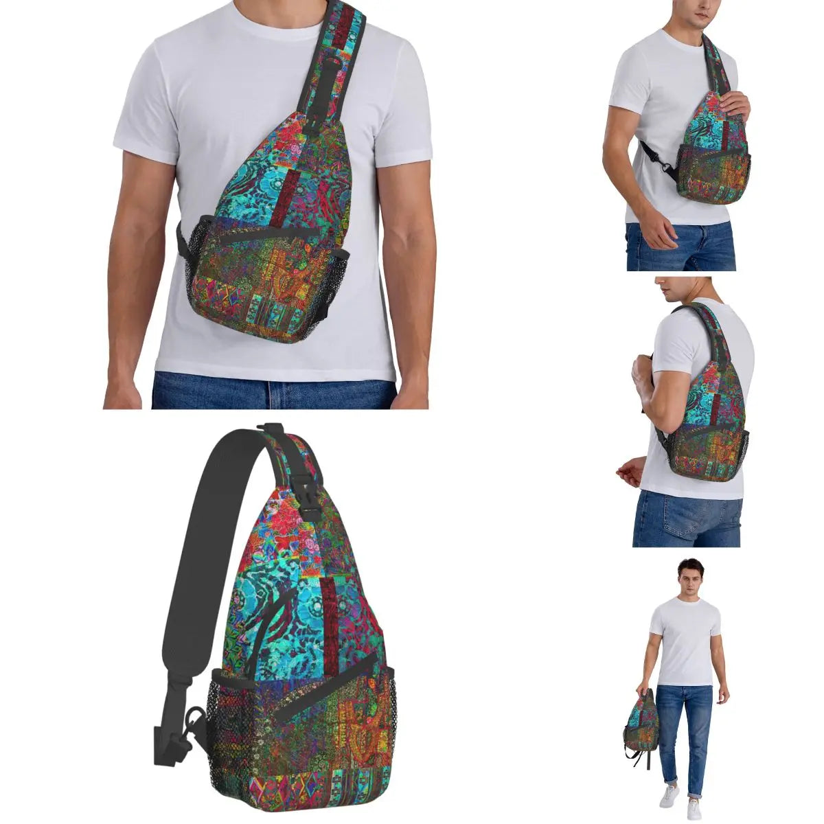 Bohemian Wonderland Small Sling Bag – Mandala Paisley Crossbody Backpack für Outdoor, Hiking & Alltag