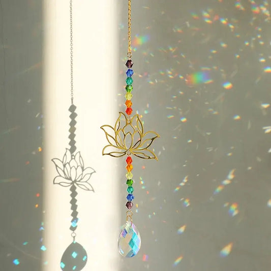 1 Stück Lotus Crystal Wind Chime – Metall- und Glasdesign für Lichtsammlung, Gartendekoration und Sonnensammler