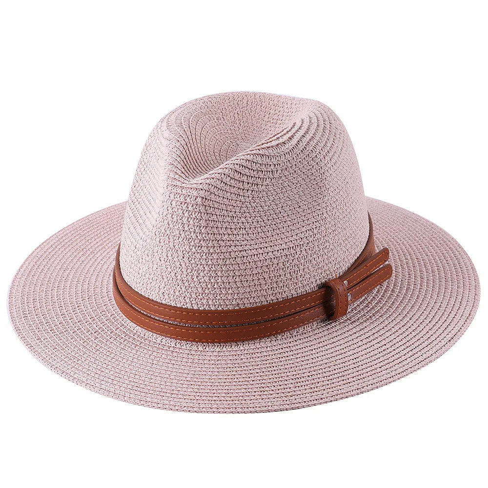 Panama Strohhut mit breiter Krempe – UV-Schutz Fedora für Damen und Herren, Größen 56-60 cm