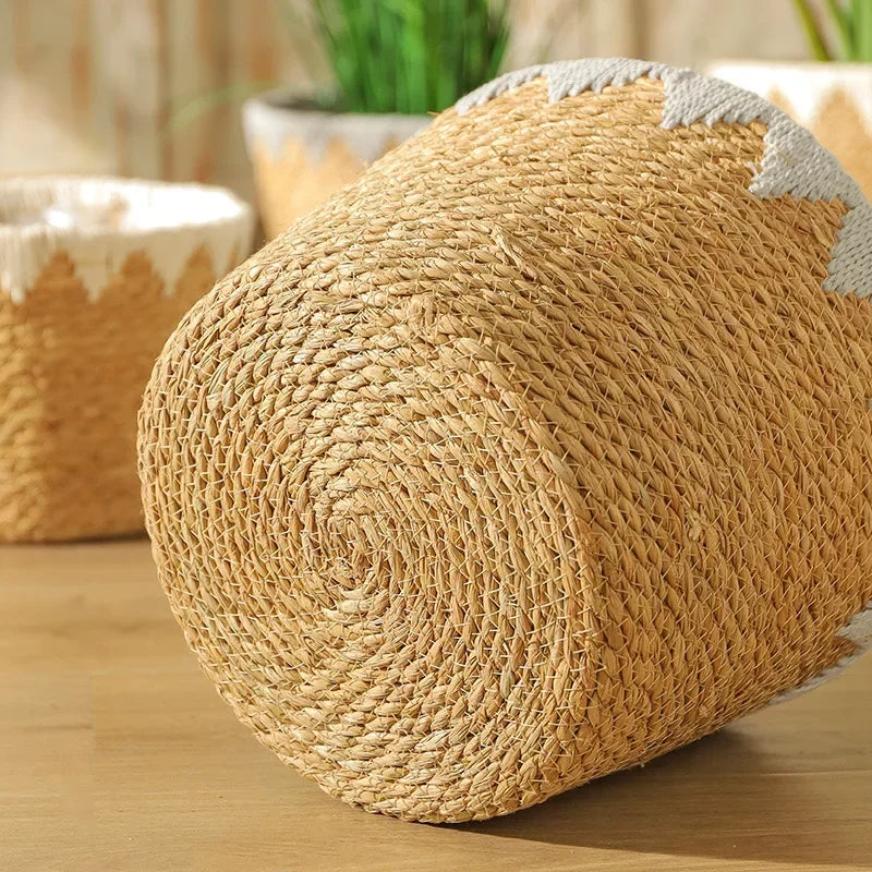 Natürlicher Rattan Blumenkorb – Wicker Pflanzenkorb für Heim- und Gartendekoration