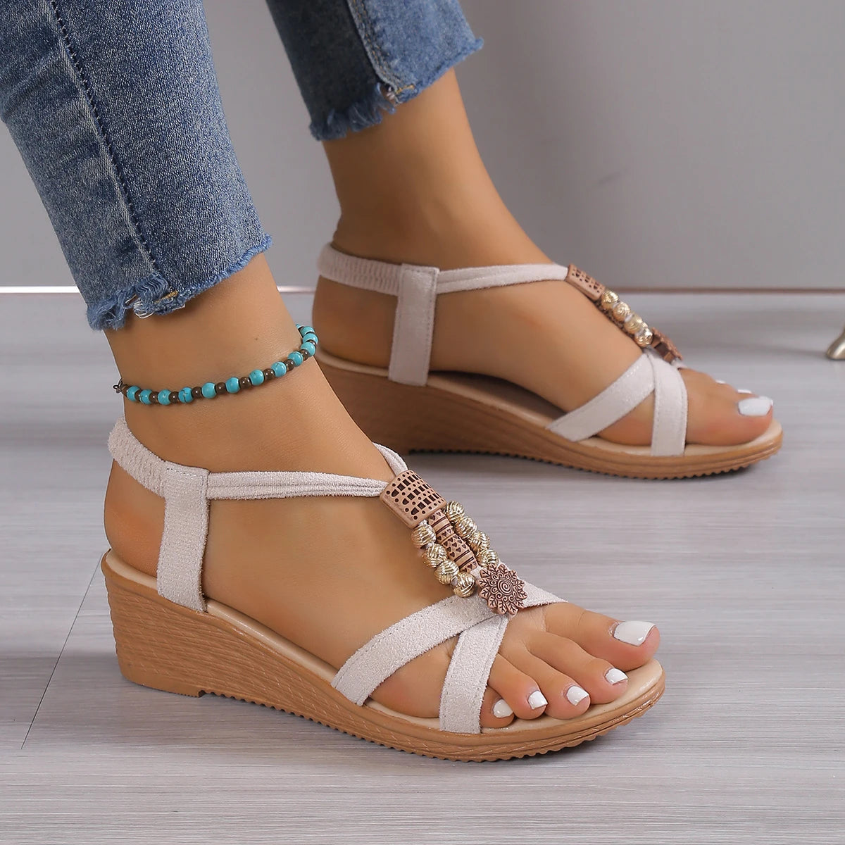 Moderne Wedge Sandalen für Damen mit Ankle Buckle – Chunky Plattform Gladiator Schuhe, Rutschfest und Fashionable