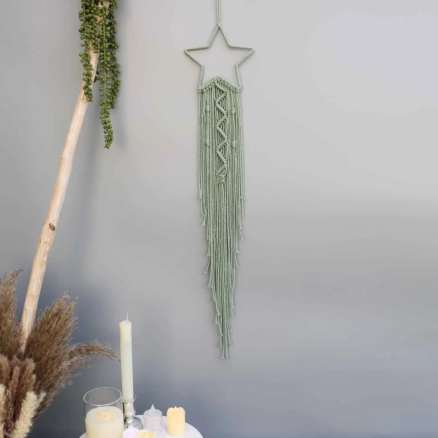 Macrame Traumfänger Wanddeko – Mond, Stern, Kreis & Herz – Boho Tapestry für Zuhause – Nordic Stil Geschenk