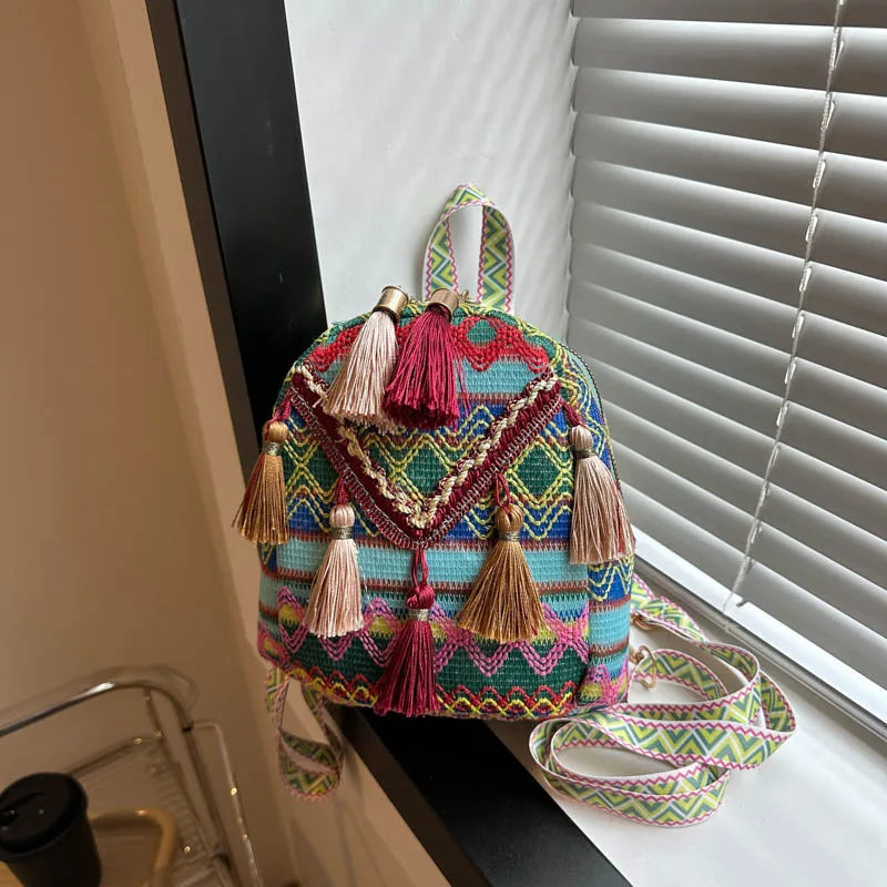 Trendy Bohemian Rucksack für Frauen – Kleine Crossbody Tasche für Reisen, Schule und Freizeit, Ideal für Teenager Mädchen
