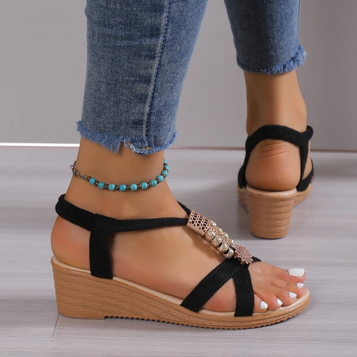 Moderne Wedge Sandalen für Damen mit Ankle Buckle – Chunky Plattform Gladiator Schuhe, Rutschfest und Fashionable