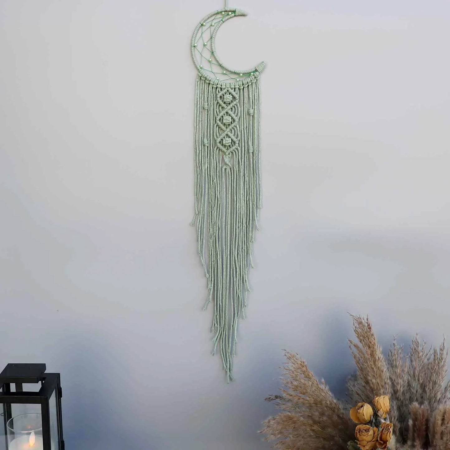 Macrame Traumfänger Wanddeko – Mond, Stern, Kreis & Herz – Boho Tapestry für Zuhause – Nordic Stil Geschenk