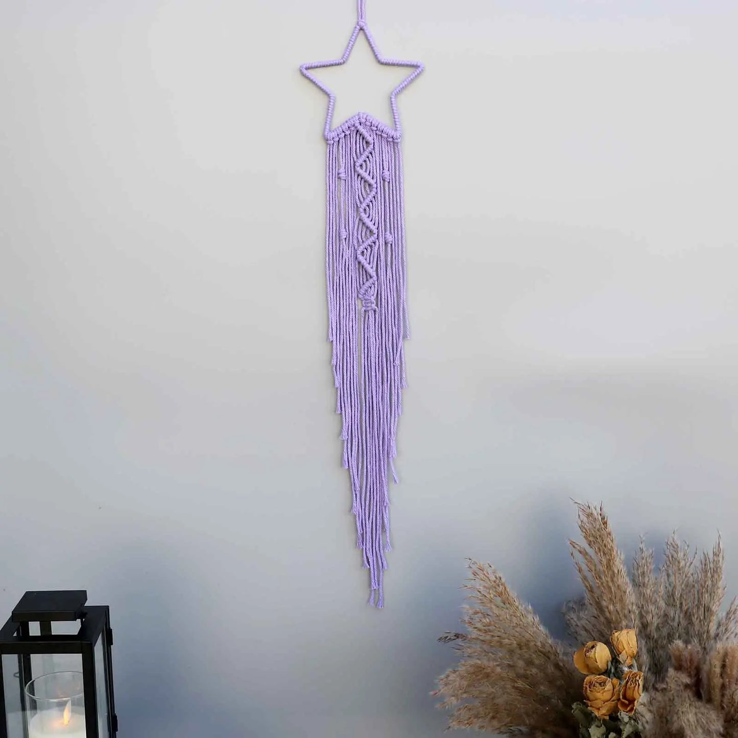 Macrame Traumfänger Wanddeko – Mond, Stern, Kreis & Herz – Boho Tapestry für Zuhause – Nordic Stil Geschenk