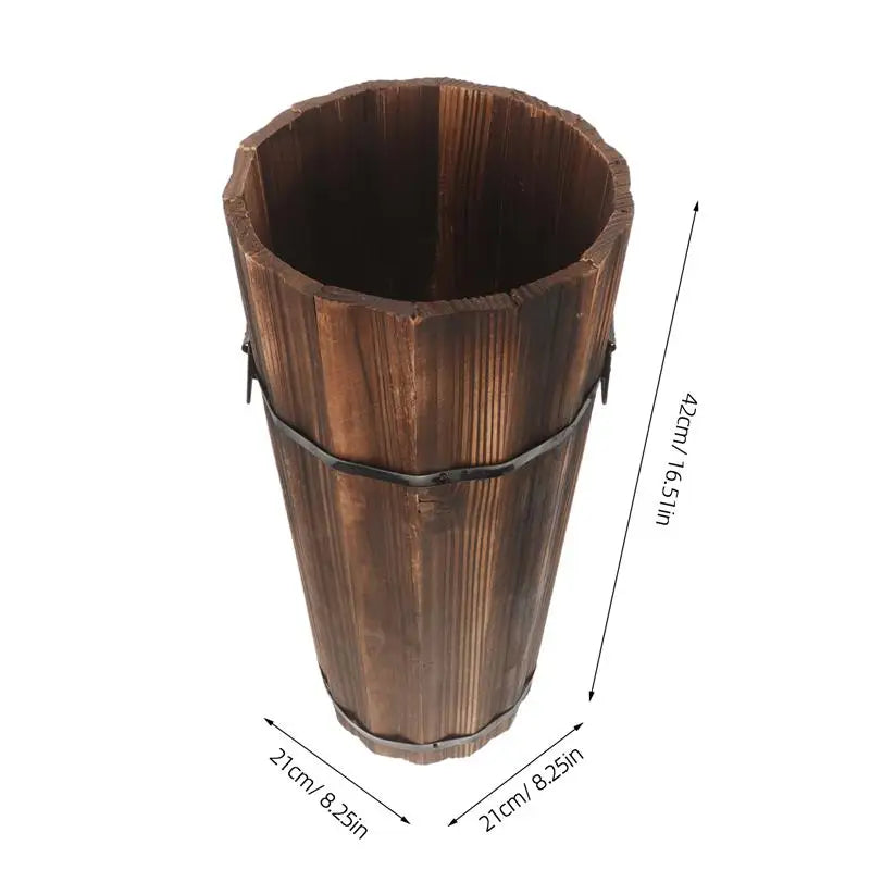 Eleganter Holz-Schirmständer für Eingangsbereich, Outdoor & Büro – Vielseitiger Aufbewahrungskorb für Regenschirme, Spazierstöcke & mehr