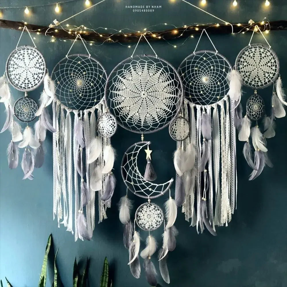 5er Set Traumfänger – Boho Macrame Wanddekoration für Zuhause