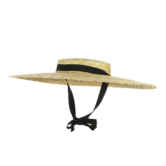 Sommerlicher Strohhut für Damen mit Breiter Krempe und Langem Band – Eleganter Beach Hat mit UV-Schutz