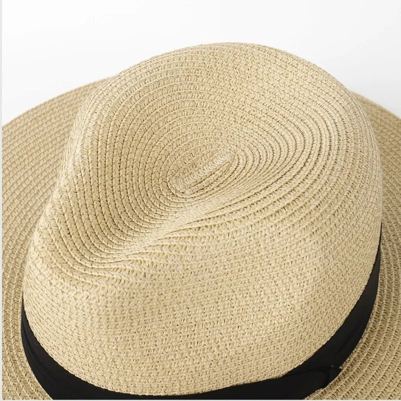 Panama Strohhut in XL-Größe (61-64 cm) – Sommerlicher Fedora für Damen und Herren mit breiter Krempe und UV-Schutz