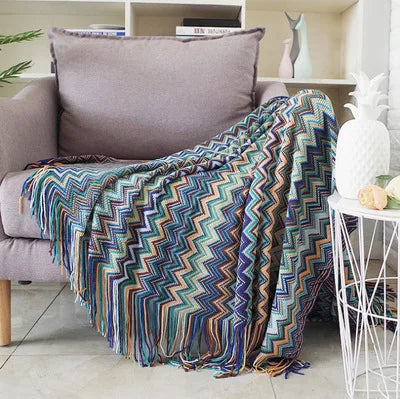 Woven Blanket – Retro Geometrische Azteken Plaid Decke für Sofa, Bett, Reisen und mehr