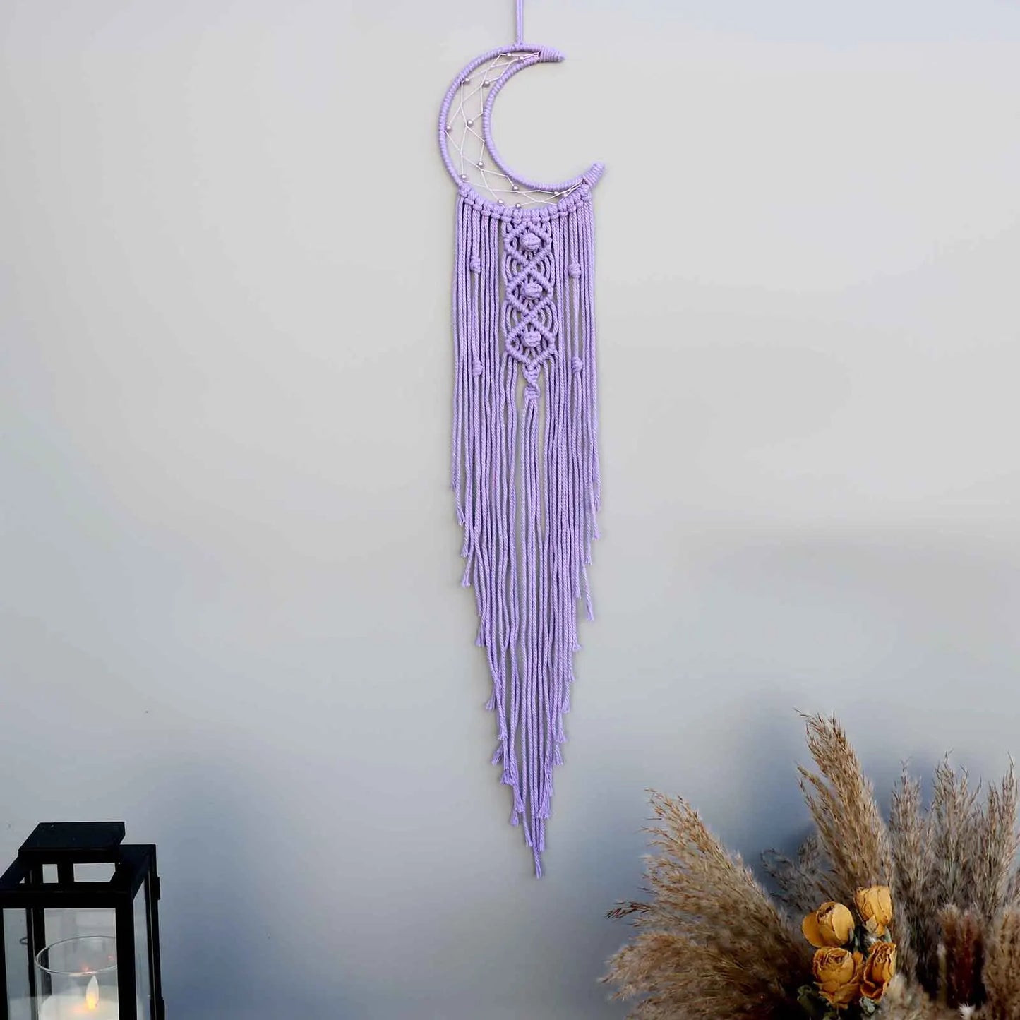 Macrame Traumfänger Wanddeko – Mond, Stern, Kreis & Herz – Boho Tapestry für Zuhause – Nordic Stil Geschenk