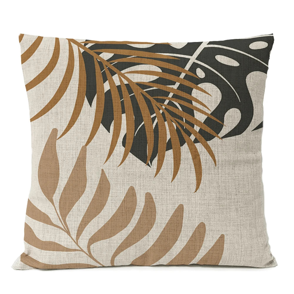 Boho Leaf Monstera Rainbow Sun Kissenbezug – Geometrisches Nordic Design für Ihr Zuhause