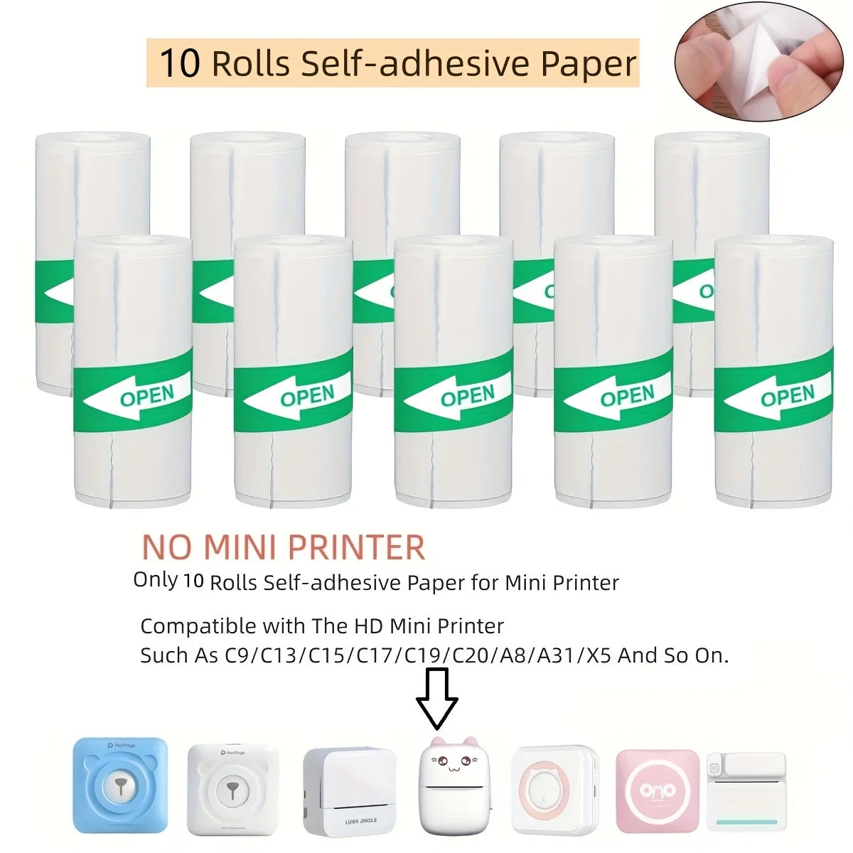 Thermalpapier Mini-Druck Selbstklebende Etiketten – 57mm Rollen für Mini-Drucker & Kinderkameras