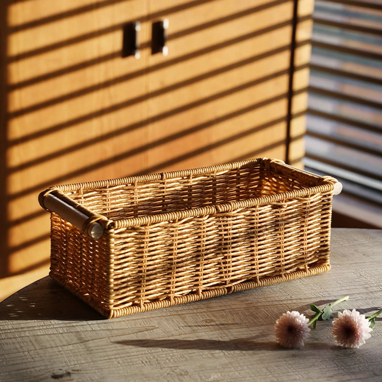 Kesoto Imitation Rattan Aufbewahrungskorb – Dekorativer und praktischer Korb für Badezimmer, Küche und Wohnräume