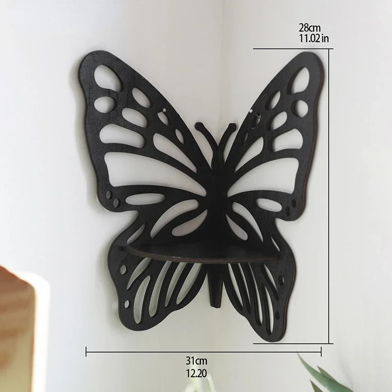 Boho Butterfly Wandregal – Holzregal zur Aufbewahrung und Dekoration für Schmuck und kleine Schätze