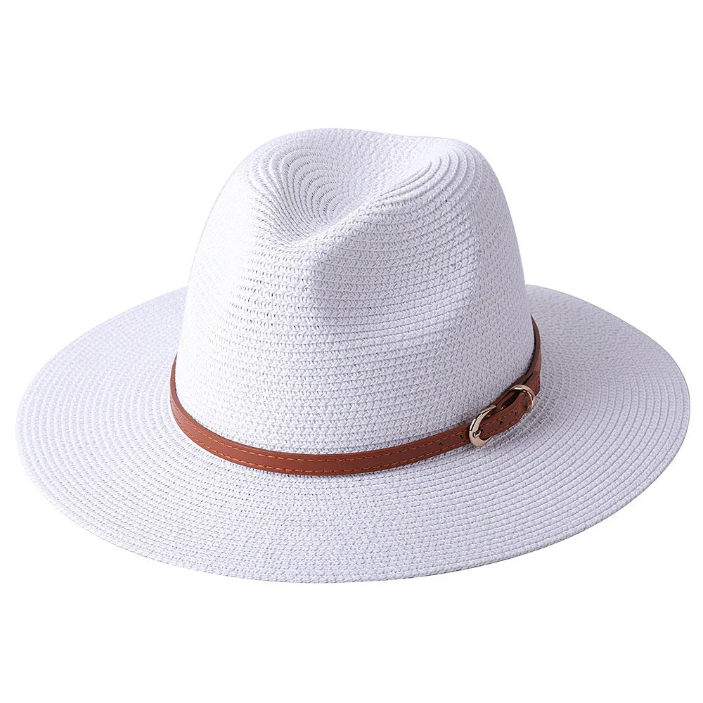 Panama Strohhut mit breiter Krempe – UV-Schutz Fedora für Damen und Herren, Größen 56-60 cm