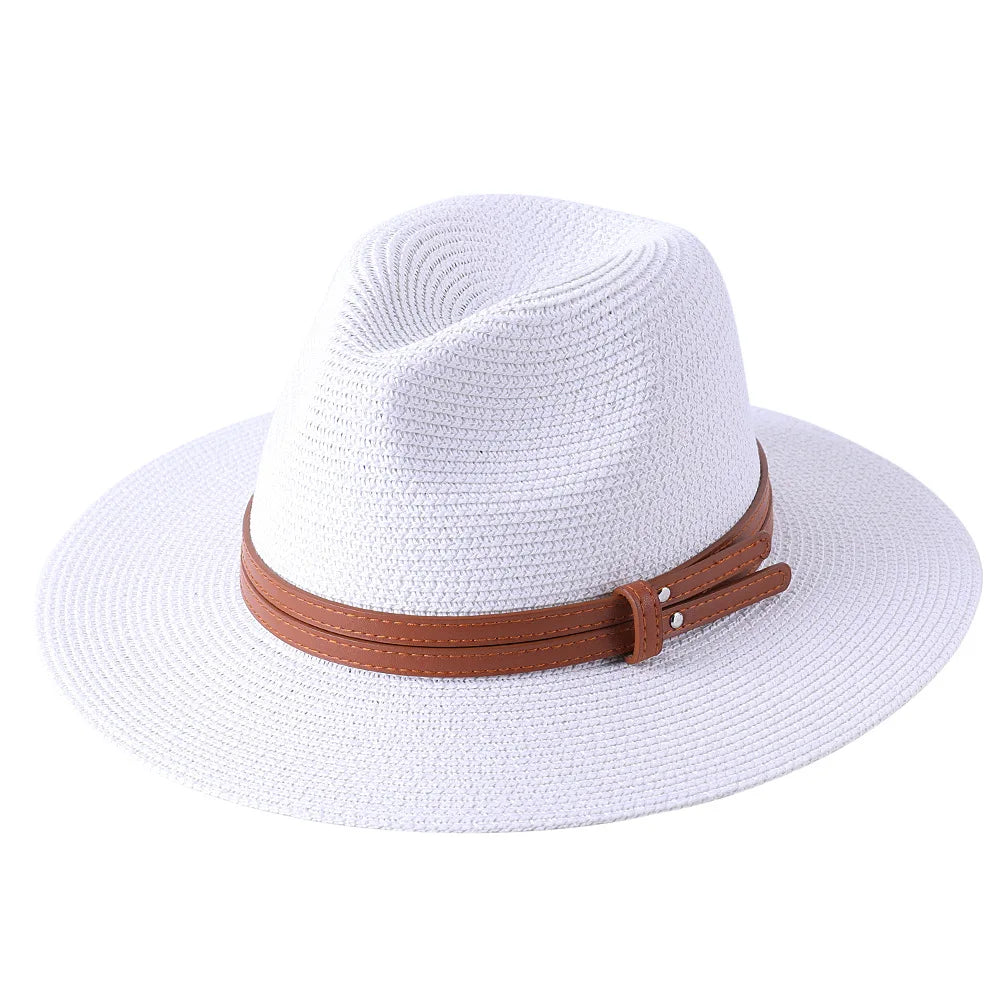 Panama Strohhut mit breiter Krempe – UV-Schutz Fedora für Damen und Herren, Größen 56-60 cm