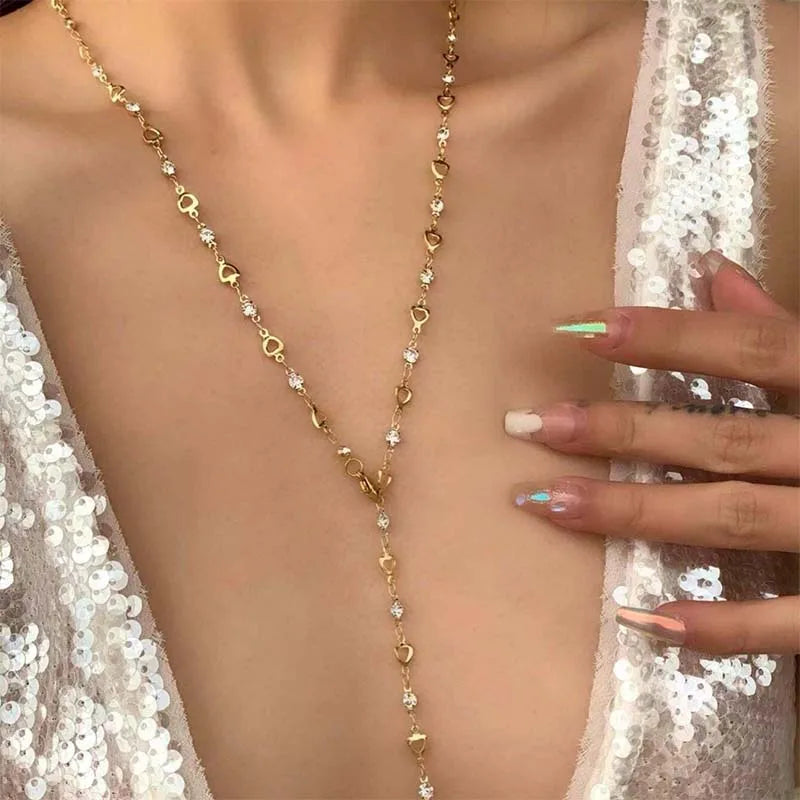 Luxuriöse Farbige Kristall-Zirkon Halskette für Damen – Glänzender Rhinestone Long Tassel Choker Boho Statement Schmuck