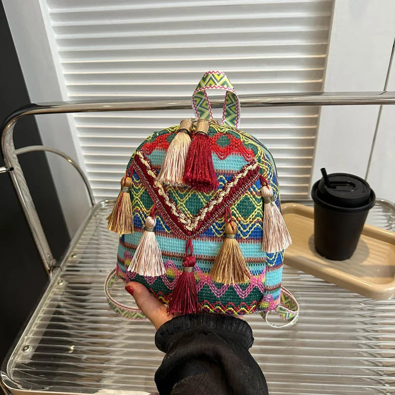 Trendy Bohemian Rucksack für Frauen – Kleine Crossbody Tasche für Reisen, Schule und Freizeit, Ideal für Teenager Mädchen