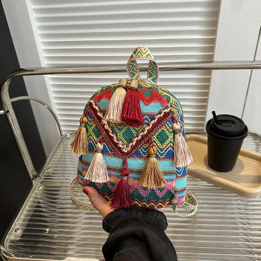 Trendy Bohemian Rucksack für Frauen – Kleine Crossbody Tasche für Reisen, Schule und Freizeit, Ideal für Teenager Mädchen