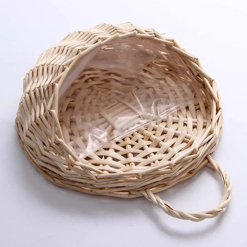 Handgefertigter Rattan Hängetopf – Wicker Blumenkorb für Wandmontage, Garten & Heimdekoration