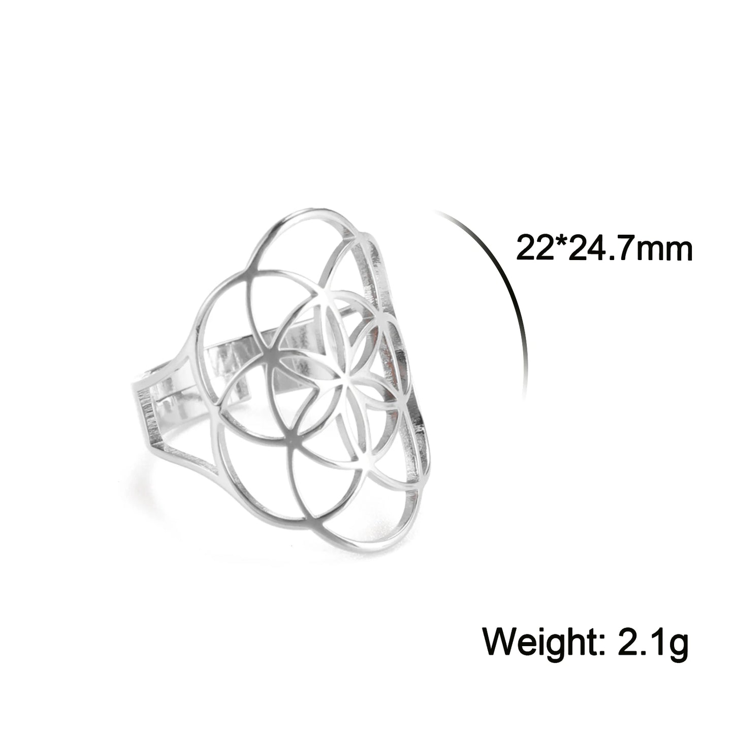 Unift Flower of Life Ring – Verstellbarer Edelstahlring für Damen und Herren | Vintage Geometrisches Design