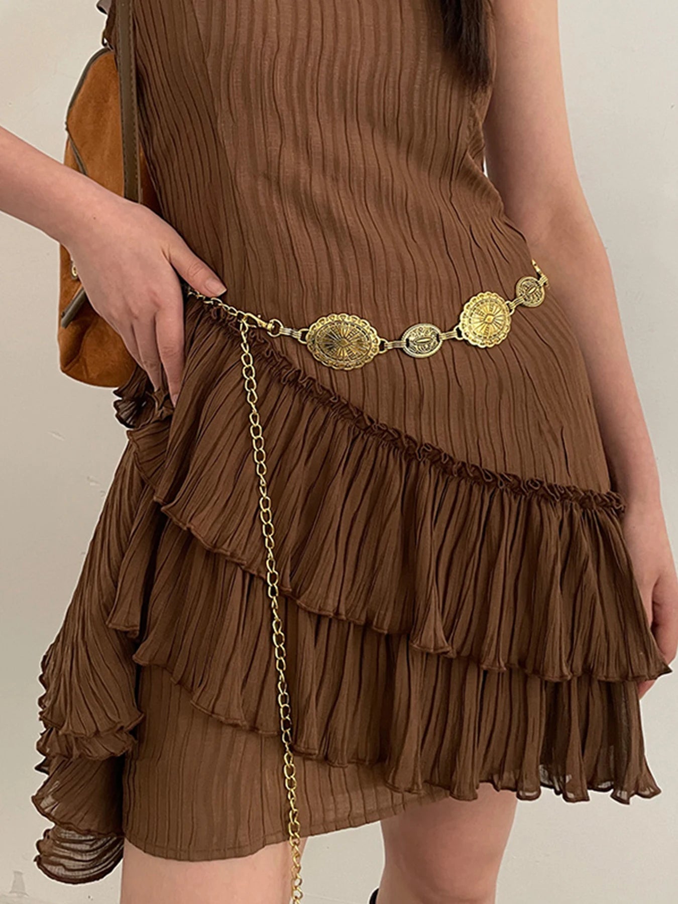 Elegante Retro Bohemian Hüftkette für Damen – Ethno-Stil Metallkette mit Silberbeschichtung, Ideal für Rock- oder Kleidergürtel