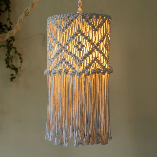 Handgemachter Macrame Lampenschirm im Boho-Stil – Woven Pendant Light Cover für Wohnräume, Kinderzimmer und Schlafzimmer