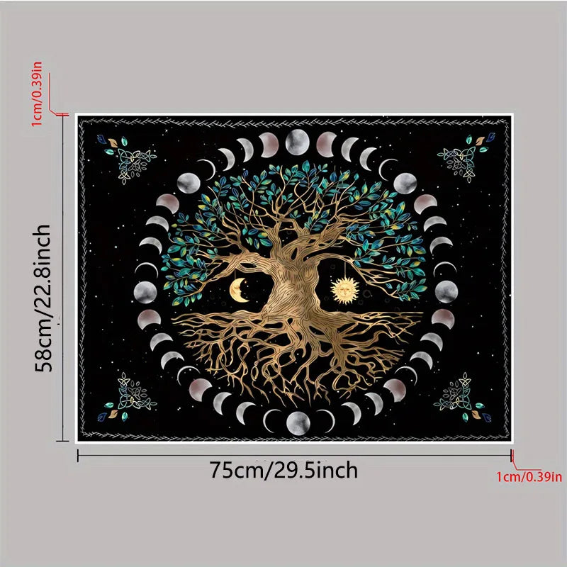 Magischer Baum des Lebens Wandteppich – Psychedelischer Pilzwald im Boho-Stil für Ihr Zuhause