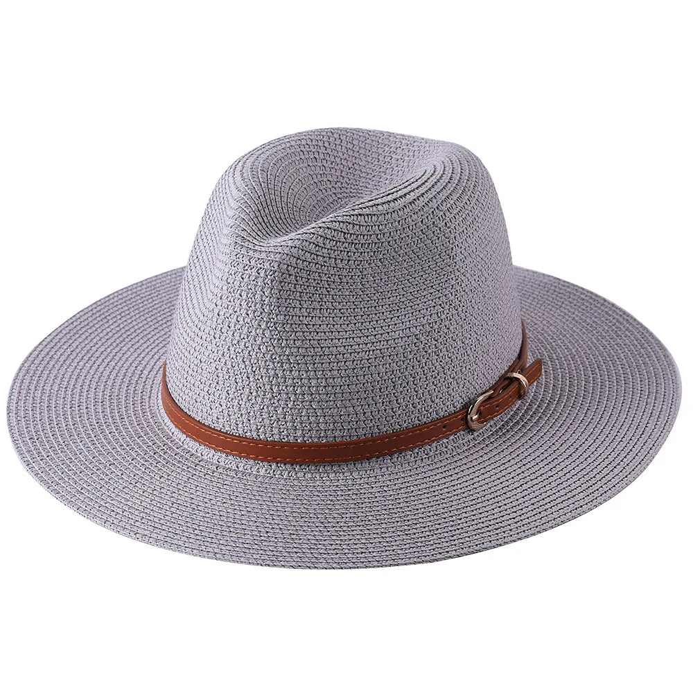 Panama Strohhut mit breiter Krempe – UV-Schutz Fedora für Damen und Herren, Größen 56-60 cm