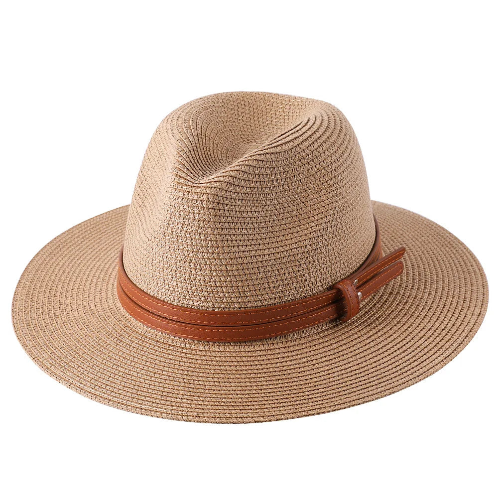 Panama Strohhut mit breiter Krempe – UV-Schutz Fedora für Damen und Herren, Größen 56-60 cm