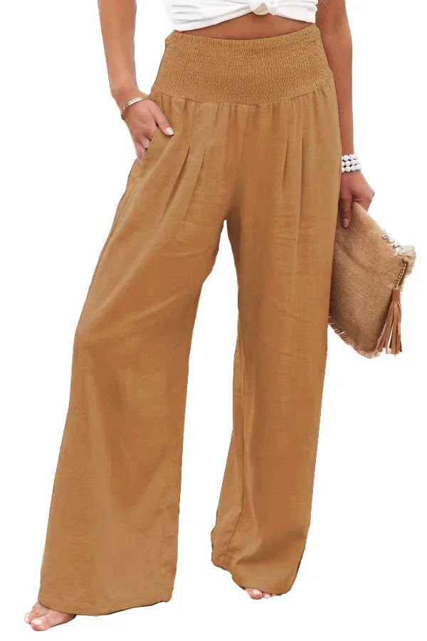 TEELYNN Casual High-Waist Wide Leg Pants für Damen – Bequeme Baumwoll-Leinen Hose im Boho-Stil, Ideal für den Sommer, in XXXL-Größe