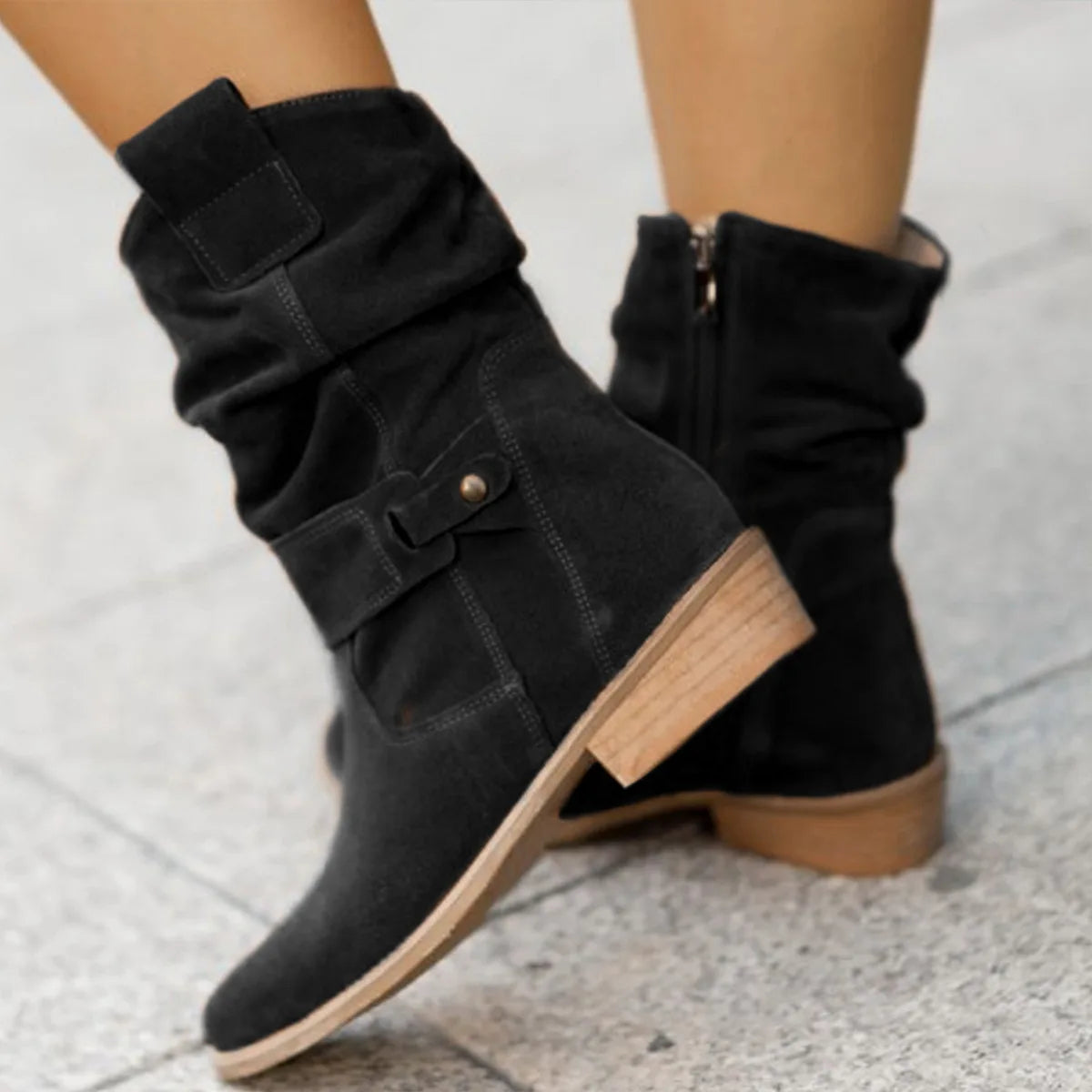 Stilvolle Damen Ankle Boots für den Winter – Klassische Suede Stiefeletten mit niedrigem Absatz, Komfortabel & Leicht